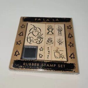 Naughty Nice Elf Santa Fa La La Christmas Rubber Stamps All Night Media Set Of 8